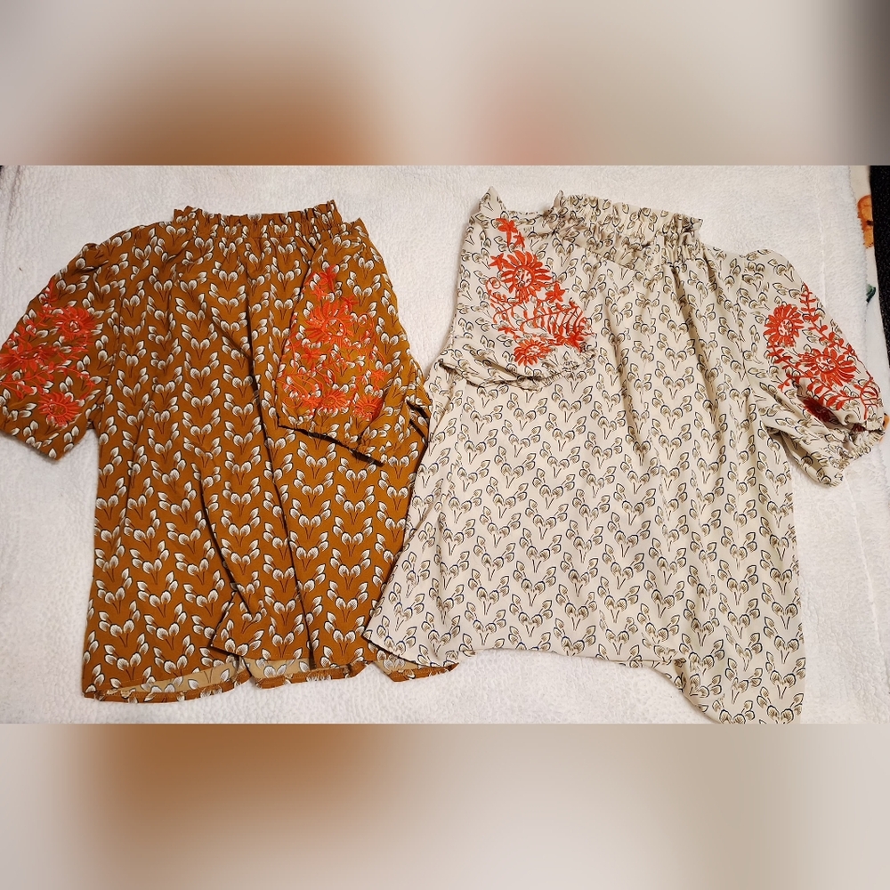Floral Embroidered Women's Shirt Set